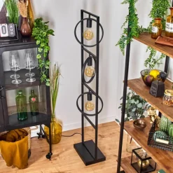 Lampes Industrielles-hofstein Lampadaire Assiniboia Noir, 3 lumières