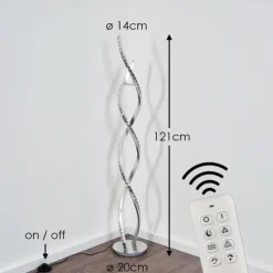 hofstein Lampadaire Assuan LED Chrome, 1 lumière, Télécommandes, Changeur de couleurs