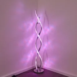 hofstein Lampadaire Assuan LED Chrome, 1 lumière, Télécommandes, Changeur de couleurs