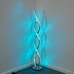 hofstein Lampadaire Assuan LED Chrome, 1 lumière, Télécommandes, Changeur de couleurs