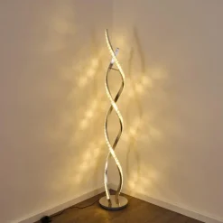 hofstein Lampadaire Assuan LED Chrome, 1 lumière, Télécommandes, Changeur de couleurs