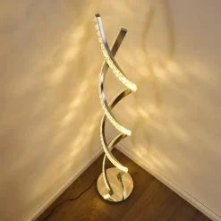 hofstein Lampadaire Assuan LED Chrome, 1 lumière, Télécommandes, Changeur de couleurs