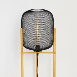 Style Boho-Chic-hofstein Lampadaire Ateponta Bois clair, Noir, 1 lumière