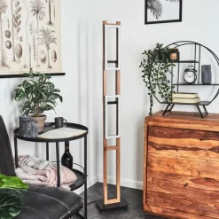 Lampes En Bois-hofstein Lampadaire Ayajasco LED Couleur bois, Écru, Noir, 1 lumière