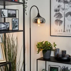 Suspension Verre Fumé-hofstein Lampadaire Azurara Noir, 1 lumière