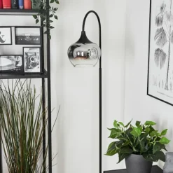 Suspension Verre Fumé-hofstein Lampadaire Azurara Noir, 1 lumière