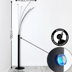 hofstein Lampadaire Bakersfield LED Noir, Blanc, 1 lumière