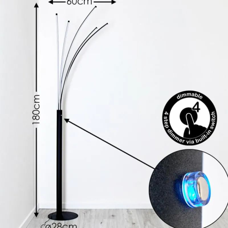 hofstein Lampadaire Bakersfield LED Noir, Blanc, 1 lumière