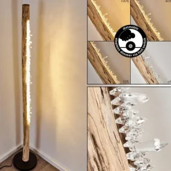 Luminaires Rustiques-hofstein Lampadaire Bansberia LED Bois clair, Noir, 1 lumière