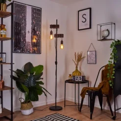 Lampes Industrielles-hofstein Lampadaire Barbengo Rouille, Noir, 2 lumières