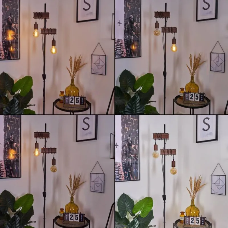 Lampes Industrielles-hofstein Lampadaire Barbengo Rouille, Noir, 2 lumières