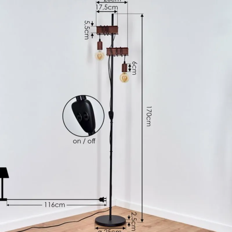 Lampes Industrielles-hofstein Lampadaire Barbengo Rouille, Noir, 2 lumières