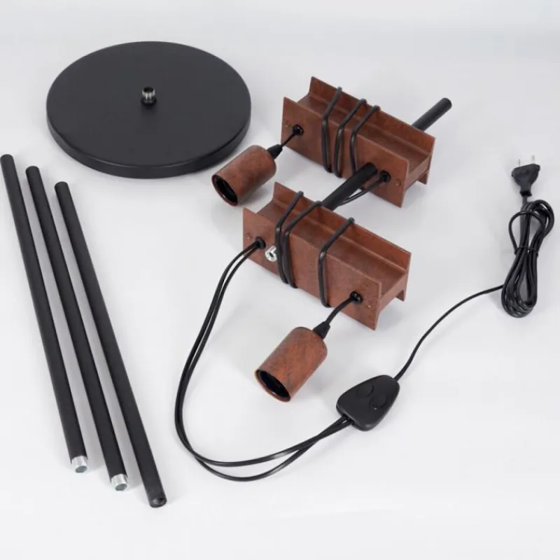 Lampes Industrielles-hofstein Lampadaire Barbengo Rouille, Noir, 2 lumières