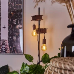 Lampes Industrielles-hofstein Lampadaire Barbengo Rouille, Noir, 2 lumières