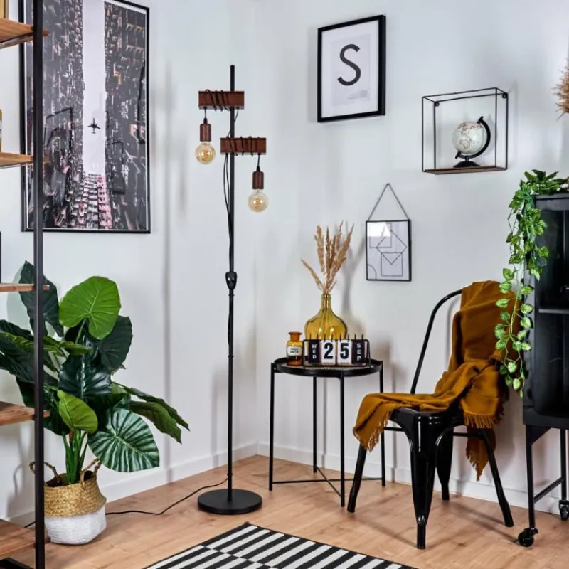 Lampes Industrielles-hofstein Lampadaire Barbengo Rouille, Noir, 2 lumières