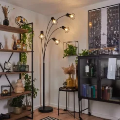 Lampes Vintages & Rétros-hofstein Lampadaire Bardhaman Noir, 5 lumières