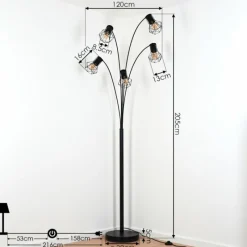 Lampes Vintages & Rétros-hofstein Lampadaire Bardhaman Noir, 5 lumières