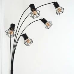 Lampes Vintages & Rétros-hofstein Lampadaire Bardhaman Noir, 5 lumières
