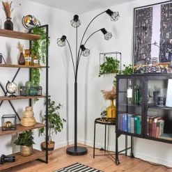 Lampes Vintages & Rétros-hofstein Lampadaire Bardhaman Noir, 5 lumières
