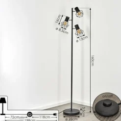 Lampes Industrielles-hofstein Lampadaire Bardhaman Noir, 3 lumières