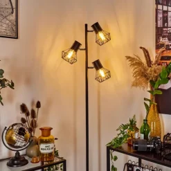 Lampes Industrielles-hofstein Lampadaire Bardhaman Noir, 3 lumières