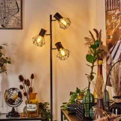 Lampes Industrielles-hofstein Lampadaire Bardhaman Noir, 3 lumières