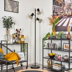 Lampes Industrielles-hofstein Lampadaire Bardhaman Noir, 3 lumières