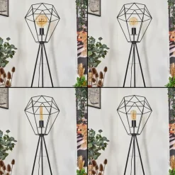 Lampes Industrielles-hofstein Lampadaire Bardhaman Noir, 1 lumière