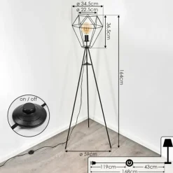 Lampes Industrielles-hofstein Lampadaire Bardhaman Noir, 1 lumière