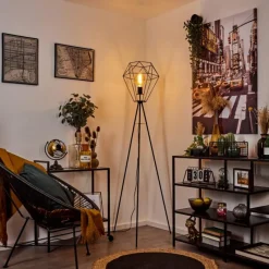 Lampes Industrielles-hofstein Lampadaire Bardhaman Noir, 1 lumière