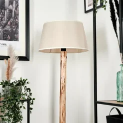 Lampes En Tissu-hofstein Lampadaire Bassagoda Écru, Noir, 1 lumière