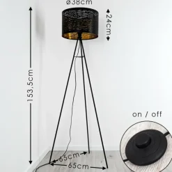 Lampes Dorées-hofstein Lampadaire Bathinda Noir, 1 lumière