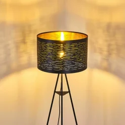 Lampes Dorées-hofstein Lampadaire Bathinda Noir, 1 lumière