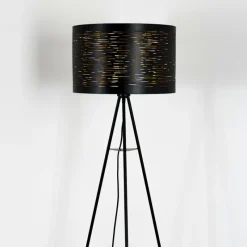 Lampes Dorées-hofstein Lampadaire Bathinda Noir, 1 lumière