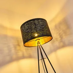 Lampes Dorées-hofstein Lampadaire Bathinda Noir, 1 lumière