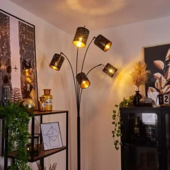 hofstein Lampadaire Bathinda Noir, 5 lumières* Lampadaires Et Lampes Sur Pied