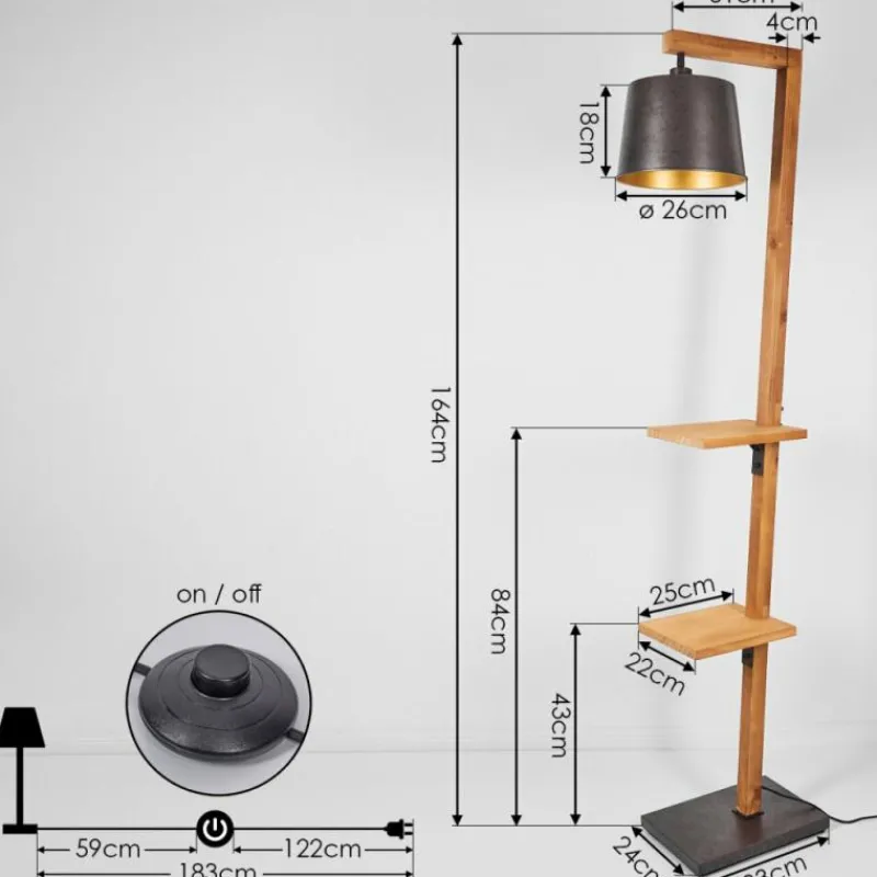 Lampes Dorées-hofstein Lampadaire Baval Écru, 1 lumière