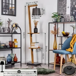 Lampes En Bois-hofstein Lampadaire Baval Écru, 1 lumière