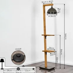 Lampes En Bois-hofstein Lampadaire Baval Écru, 1 lumière