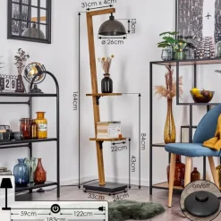 Lampes En Bois-hofstein Lampadaire Baval Écru, 1 lumière