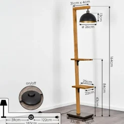 Lampes En Bois-hofstein Lampadaire Baval Écru, 1 lumière