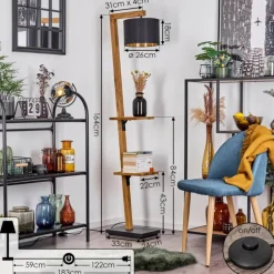 Lampes Dorées-hofstein Lampadaire Baval Écru, 1 lumière