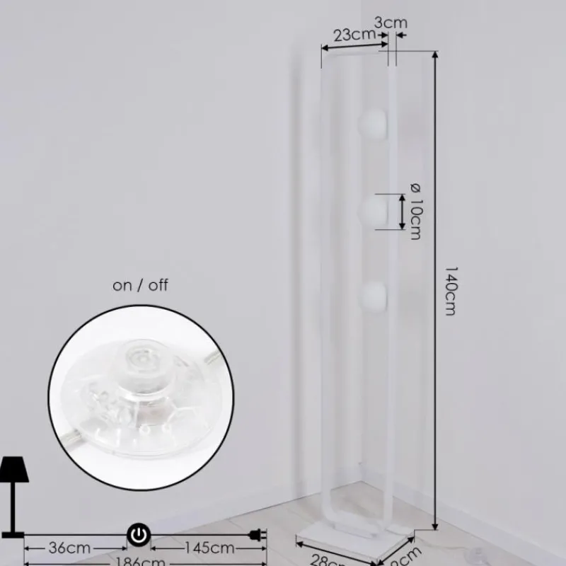hofstein Lampadaire Beland Blanc, 3 lumières