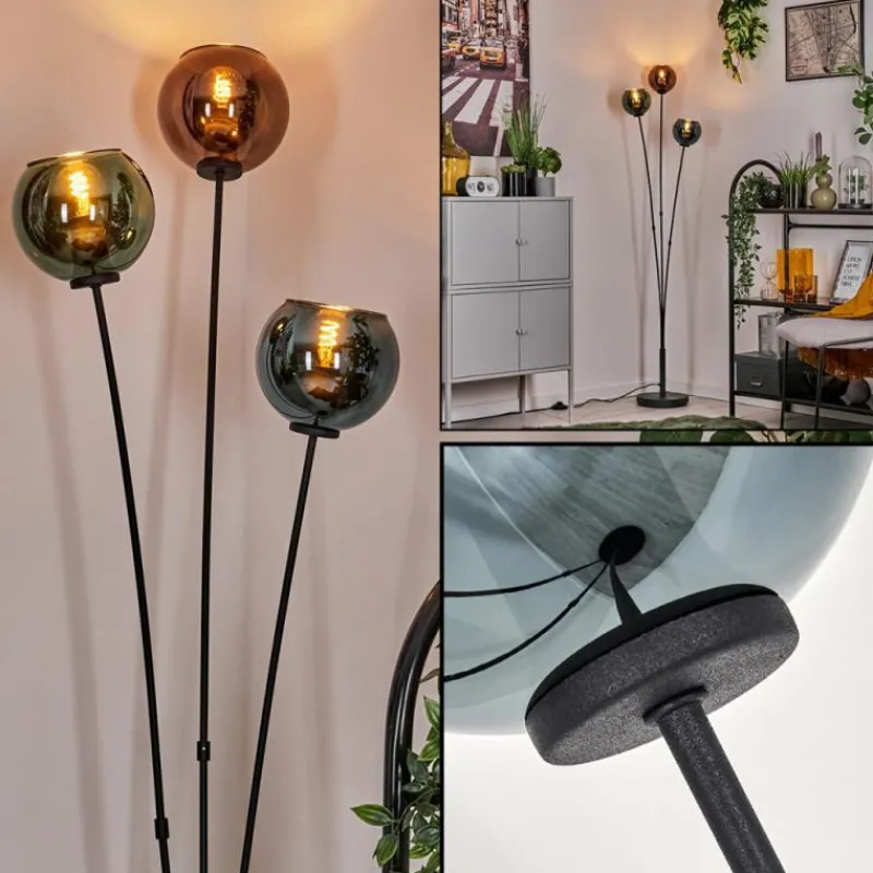 hofstein Lampadaire Belp Noir, 3 lumières