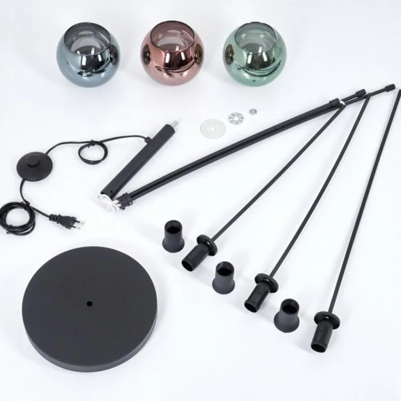 hofstein Lampadaire Belp Noir, 3 lumières