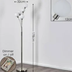 hofstein Lampadaire Bernado Nickel mat, 5 lumières