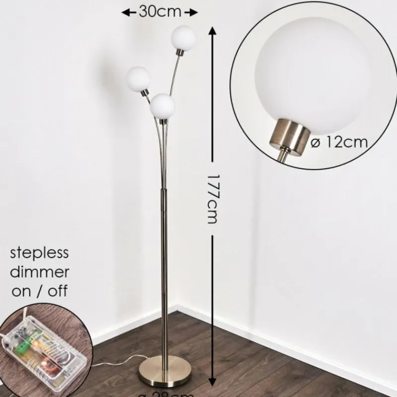 hofstein Lampadaire Bernado Nickel mat, 3 lumières