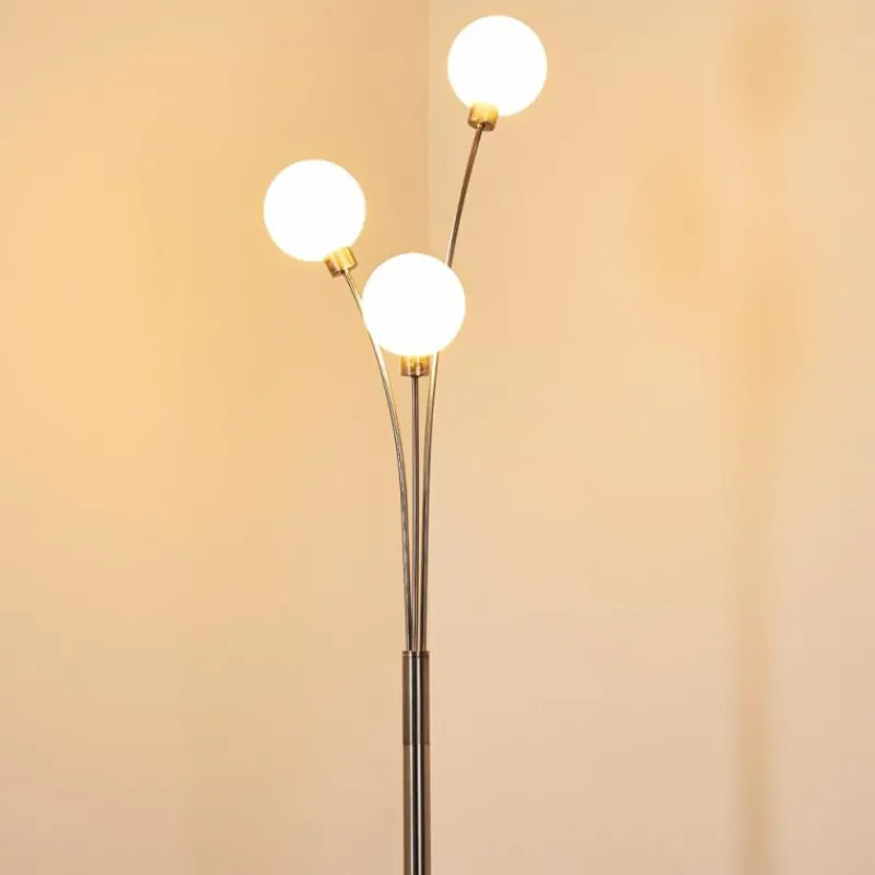 hofstein Lampadaire Bernado Nickel mat, 3 lumières