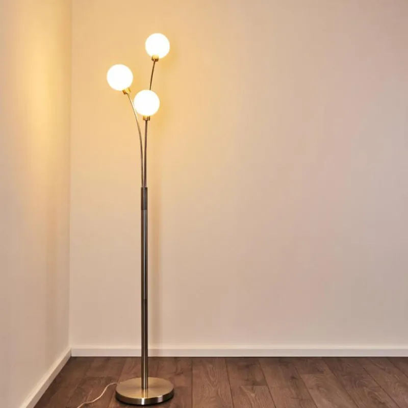 hofstein Lampadaire Bernado Nickel mat, 3 lumières