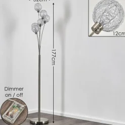 hofstein Lampadaire Bernado Nickel mat, 6 lumières